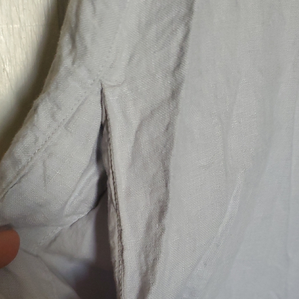 Tahari Linen Light Gray Button Down Dress - Picture 4 of 8